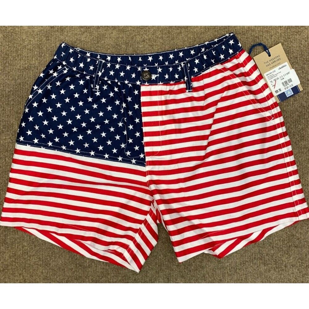 Chubbies Shorts Mens S The Mericas Stars Stripes Flag Patriotic Stretch Twill